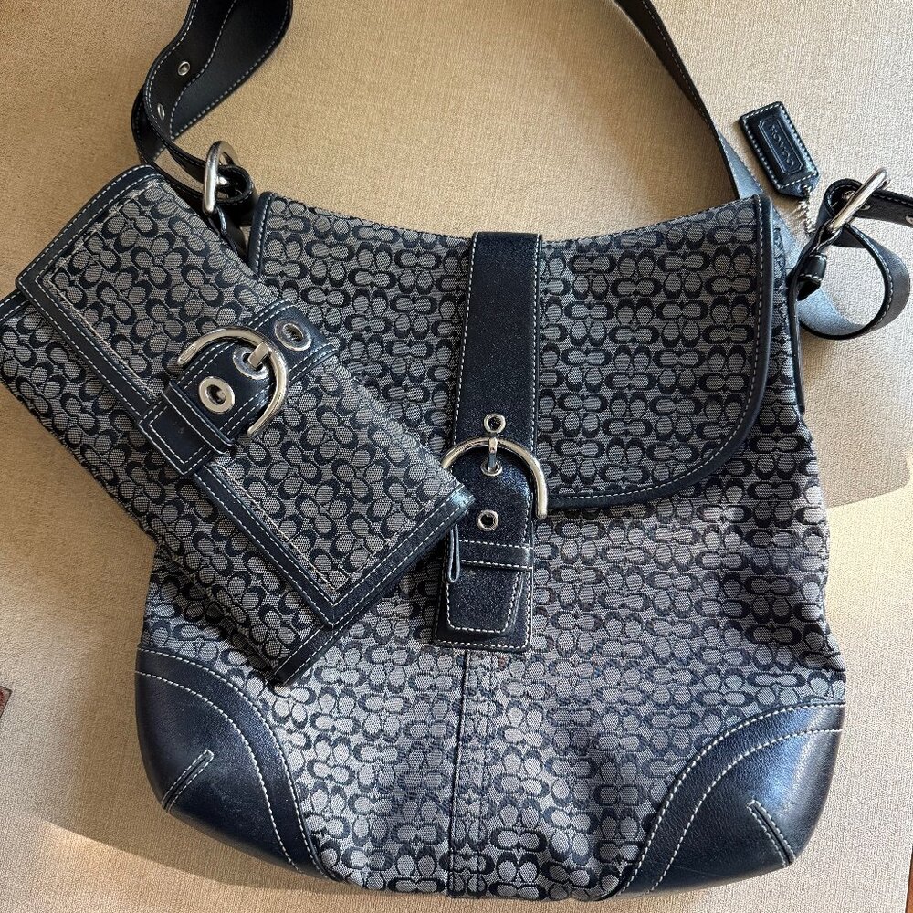 Classic Coach handbag with matching wallet